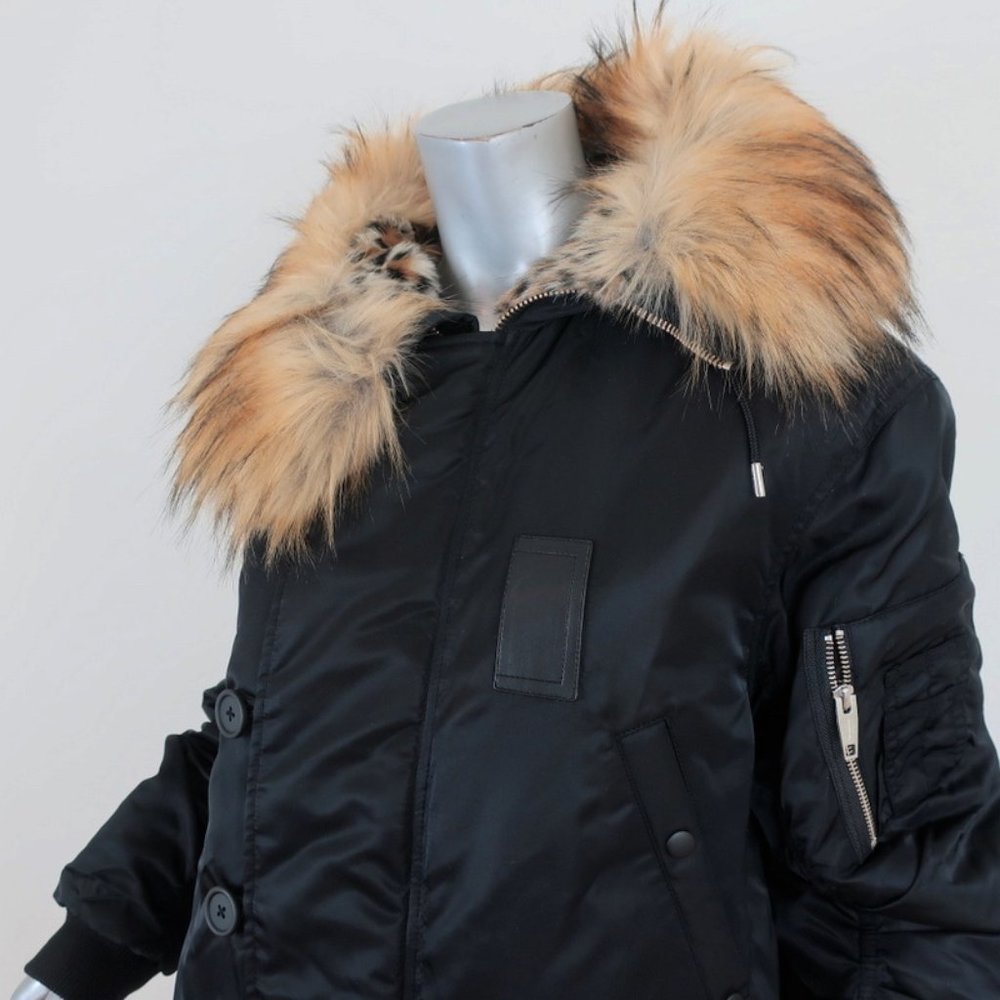 The Kooples Oversized Hooded Parka Black Size 2 - Picture 3 of 11